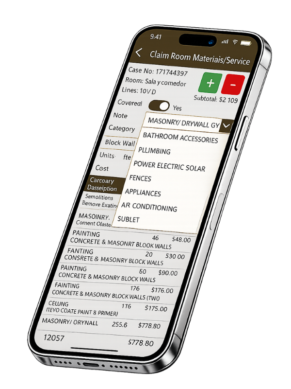 DamageQ — Precios de materiales y servicios